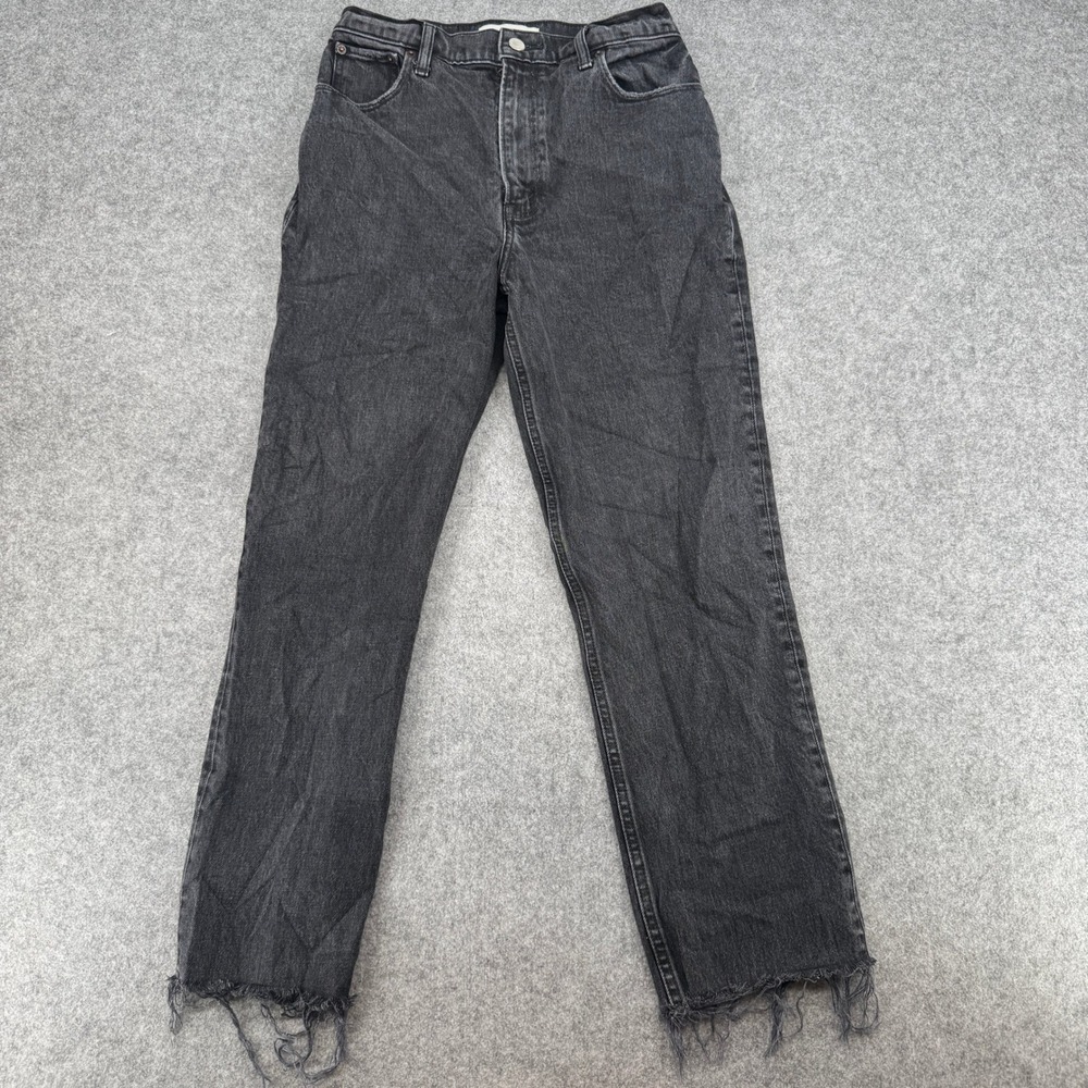 Y2K Abercrombie & Fitch Jeans Womens 27/4R The '90s Straight Black Raw Hem EUC